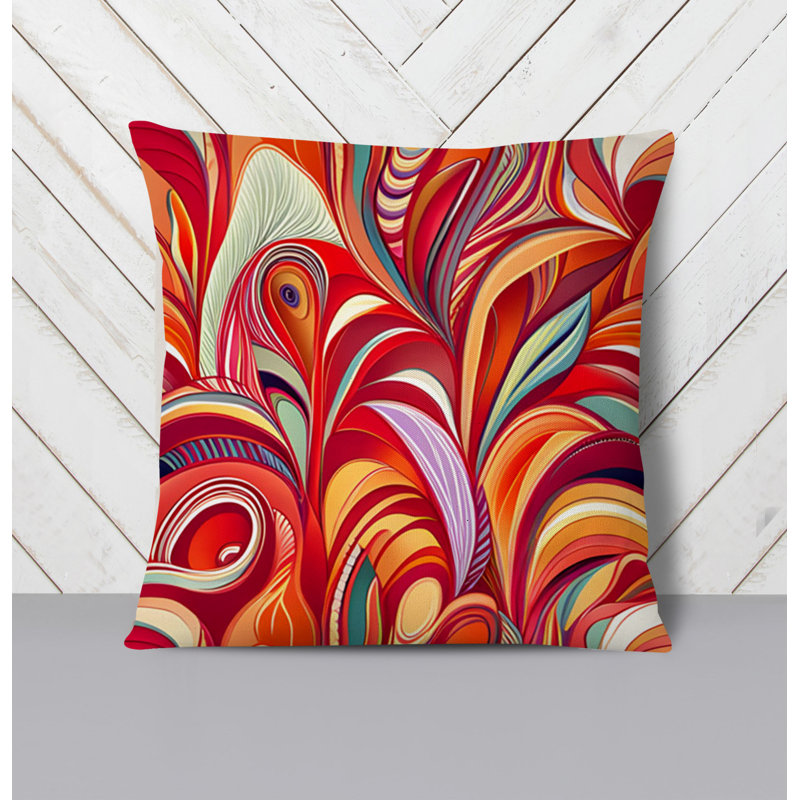 Throw Pillow With Insert, 20"H x 20"W, Red Abstract 18
