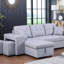 Canapé-lit modulaire réversible en lin 93 po gris clair avec méridienne de rangement et 2 tabourets