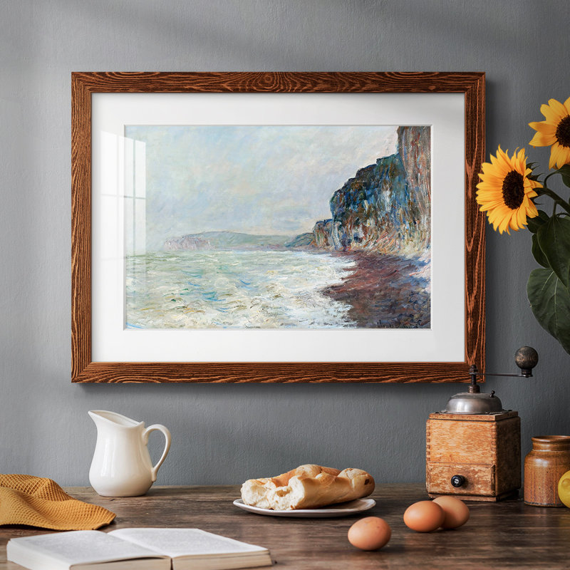 Les falaises, temps gris, 1882 - reproduction d'un seul cadre, H 22 po x l 32 po x P 1,5 po, Érable