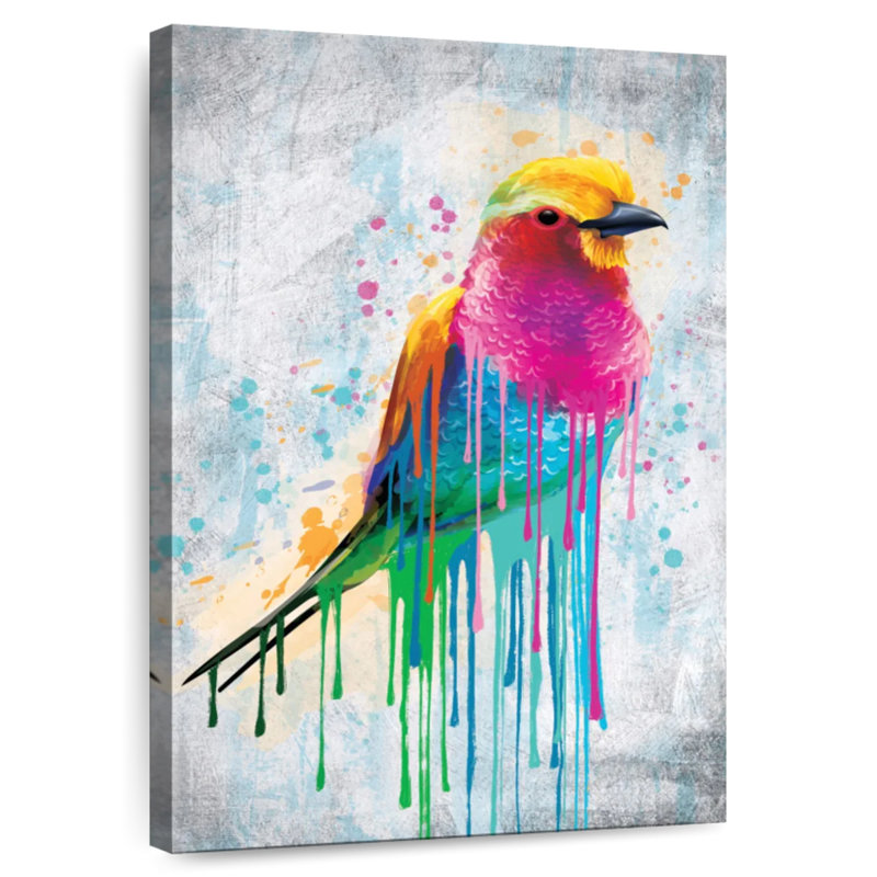 Brampt Lilac-Breasted Roller Paint Drip, 45" H x 30" W