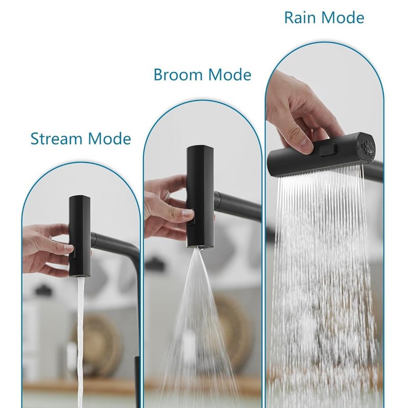 Matte Black Stainless Steel Kitchen Faucet with Pull-out Spray
