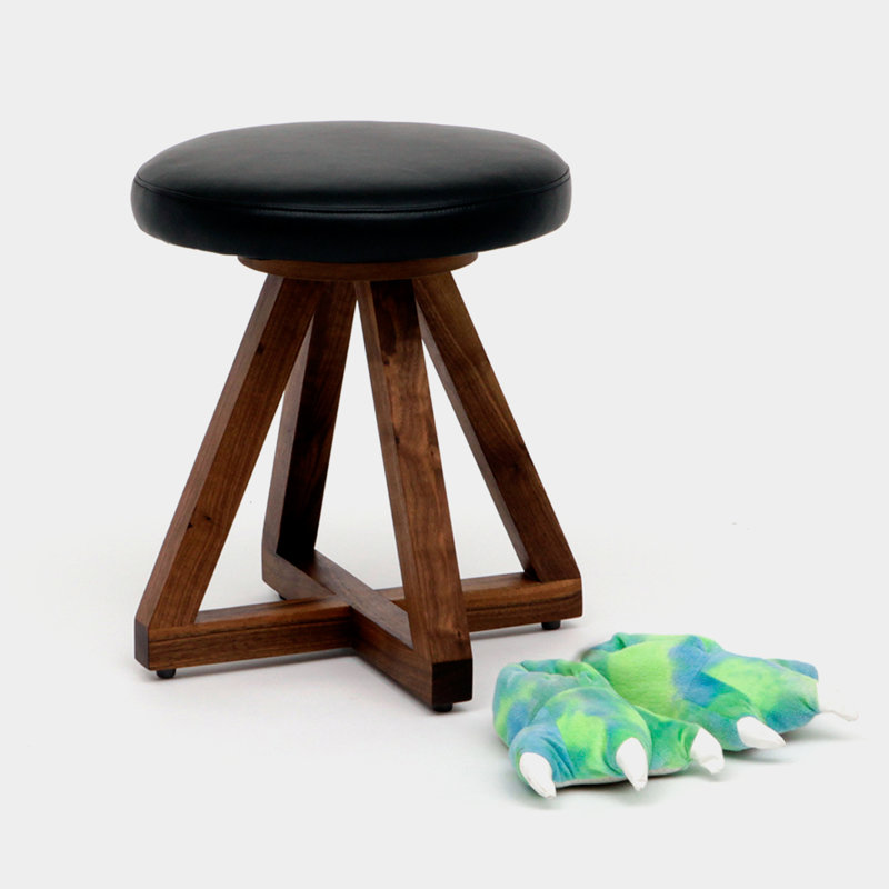X Solid Wood Accent Stool, Black/Night, Oil-rubbed Walnut