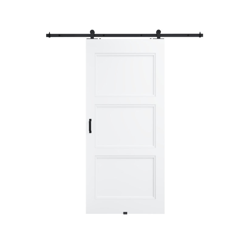 Surface de 36 po x 80 po à panneaux blancs préfinie avec toute la quincaillerie de porte de grange, 36in.x 80in.