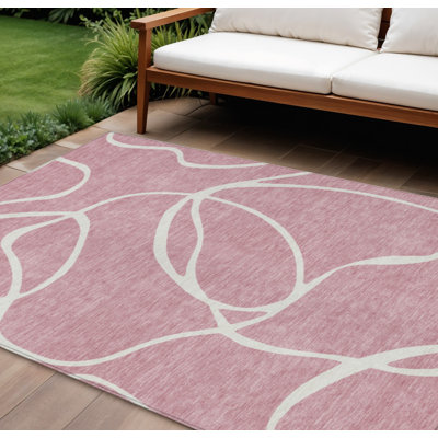 Tapis intérieur lavable abstrait 9 pi x 12 pi rose