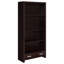 Maureen Cappuccino 5-Shelf Bookcase With Drawer
