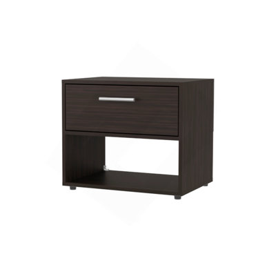 Stained Walnut Nightstand With 1-Drawer