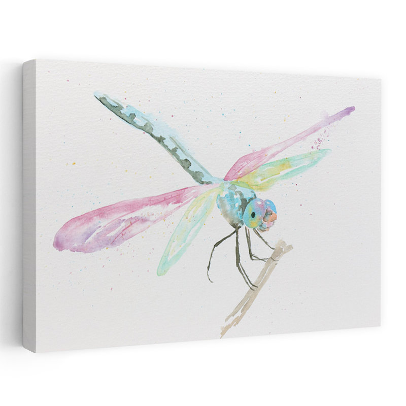 Libellules sur une branche aux couleurs pastel, délicat libellule délicate, H 60 po x l 40 po