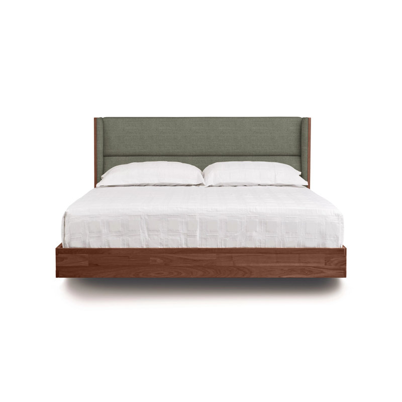 Lit plateforme tapissier Sloane, Grand, Nil, Noyer naturel