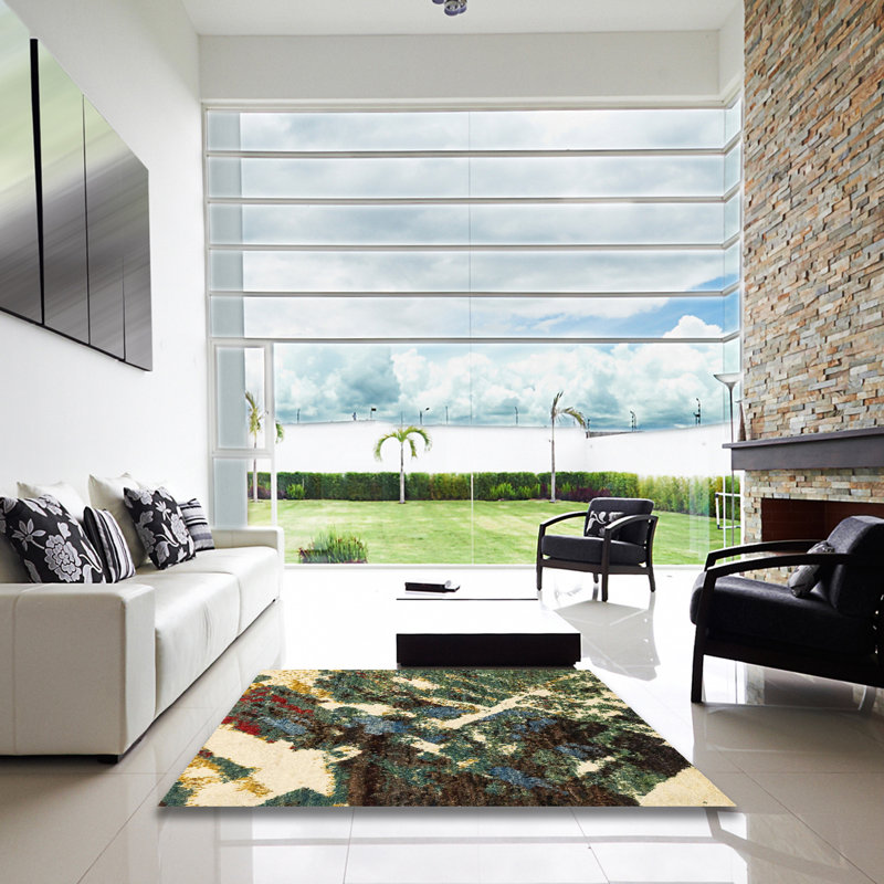 Tapis abstrait moderne 2535, Carré 7 pi