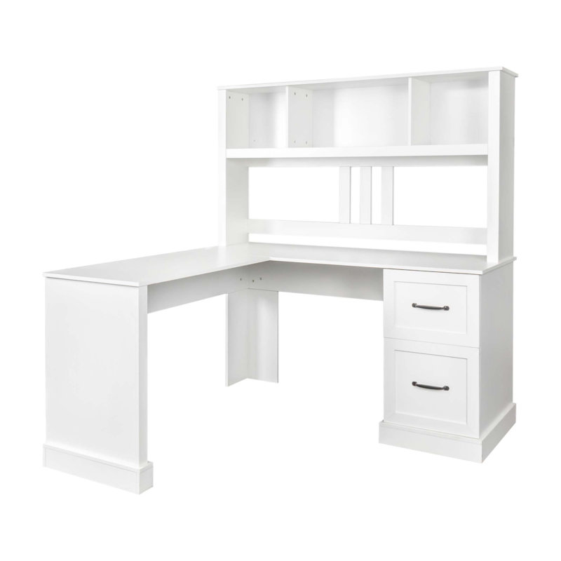 Bureau d'ordinateur à domicile avec huche, Blanc