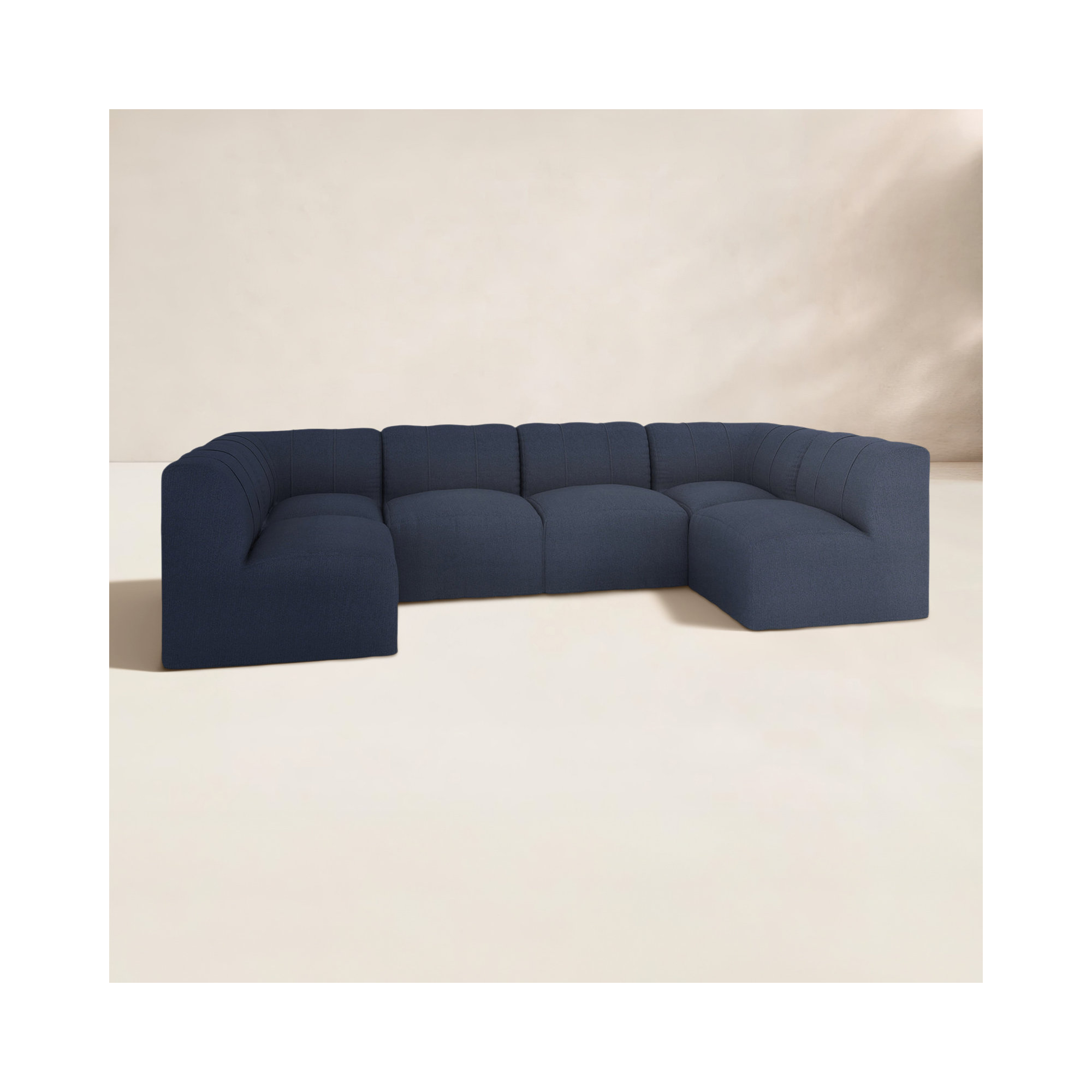 Praia 124" Sunbrella Outdoor U Sectional, Canvas Navy Sunbrella® Canvas