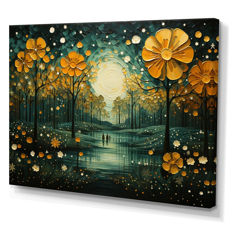 «Yellow Green Plants Enchanted Forest IV», reproduction d'art sur toile, Toile tendue, H 16 po x l 32 po x P 1 po