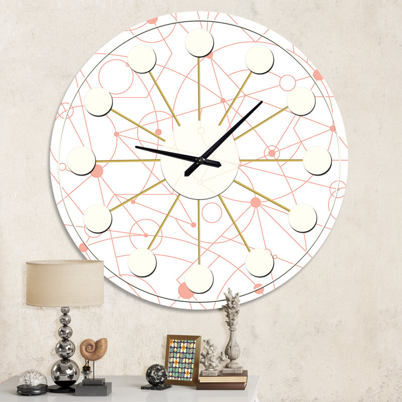 Horloge murale rétro Mid-Century, Petit, Rose
