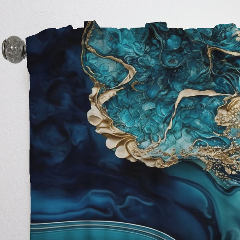 Géode abstraite turquoise I - rideau moderne - velours obscurcissant - 1 panneau, L 52 po x L 108 po