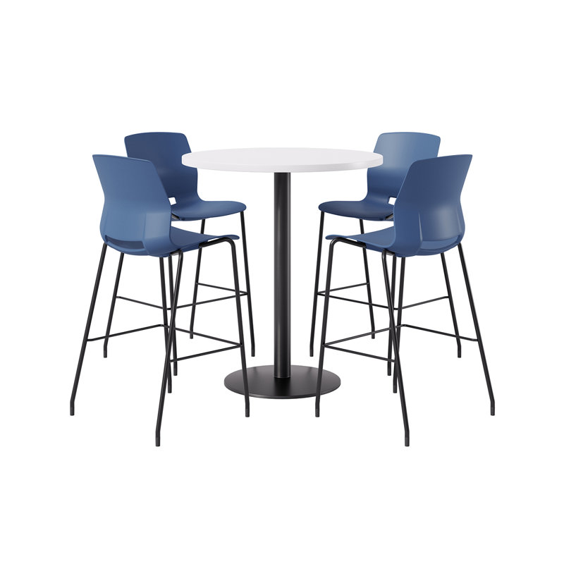 Ensemble repas pour 4 personnes à hauteur de bar, H 41 po x L 36 po x l 36 po, Blanc, Bleu marine / Noir
