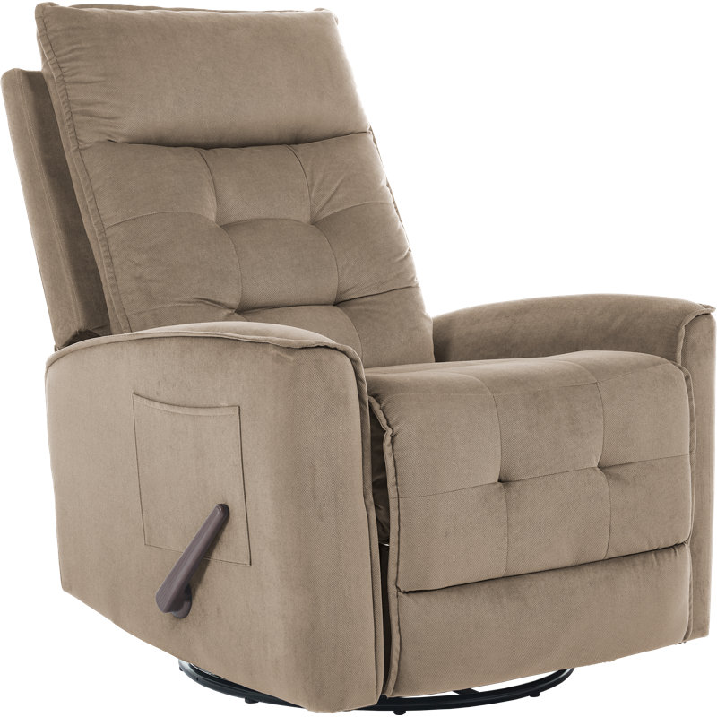  Ultra-soft Velvet Recliner Manual Swivel Rocker Recliner For Adults,small Recliners For Small Spaces-Beige, Beige