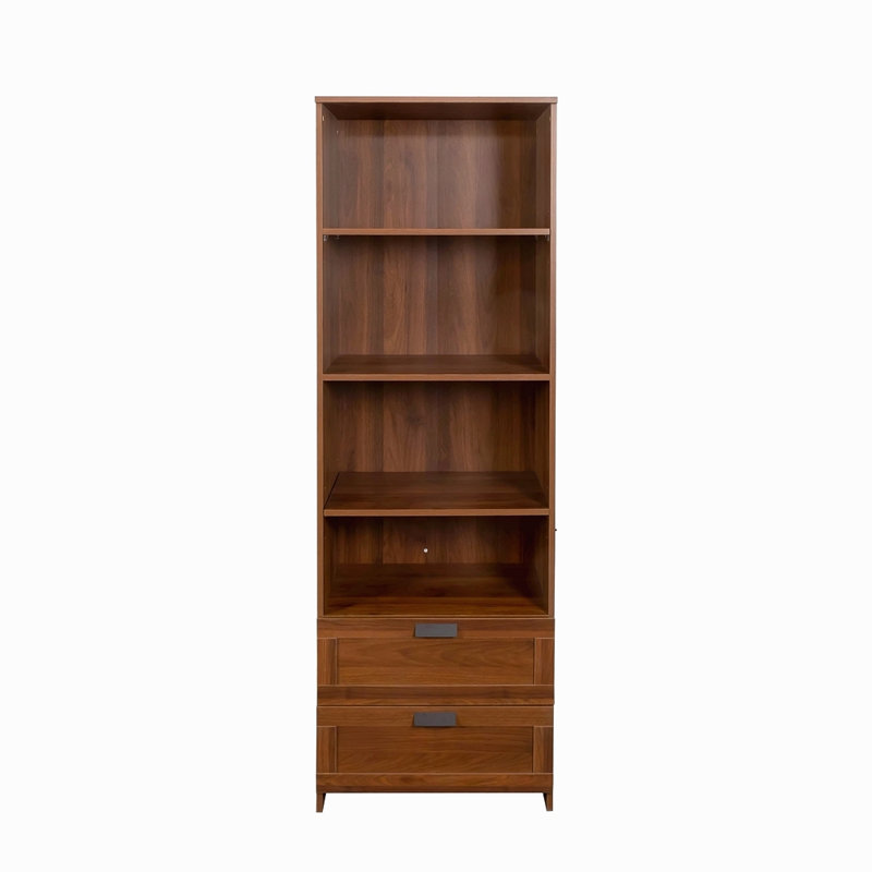 Bibliothèque avec tiroirs, hauteur 70,87 po, 4 tablettes, moderne, bureau à domicile, salon, bureau