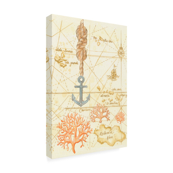 Breakwater Bay Hyams Map With Anchor And Rope Framed On Canvas Print ...