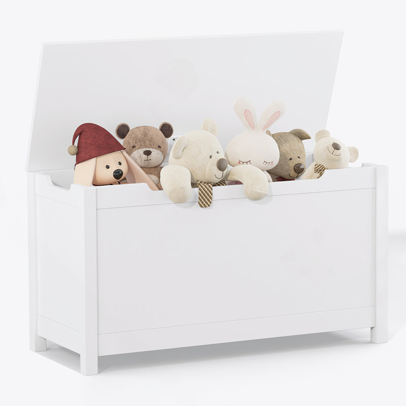 Coffre à jouets / banc pour enfants en bois avec couvercle à charnières de sécurité pour enfants de 3 ans et plus