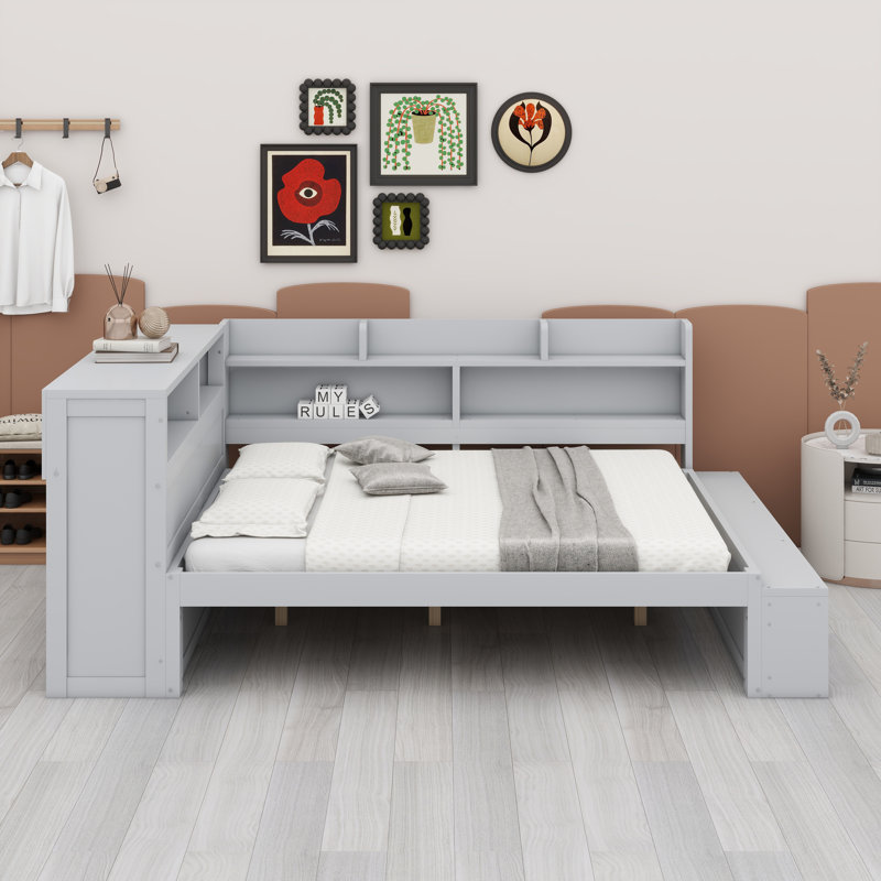 Lit de jour multifonctionnel avec rangement pour chaussures et connectivité USB pratique, Gris