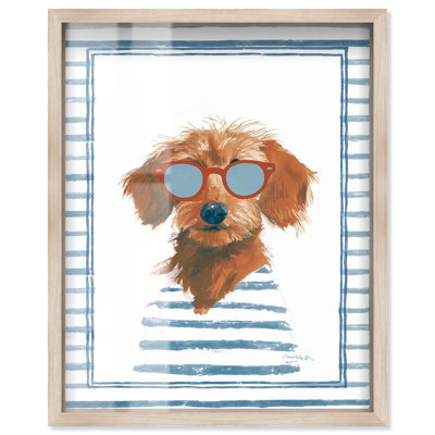 «Seabreeze Scout I Shadowbox Print Fun Dog» par Art Remedy, cadre blond, 16 x 20