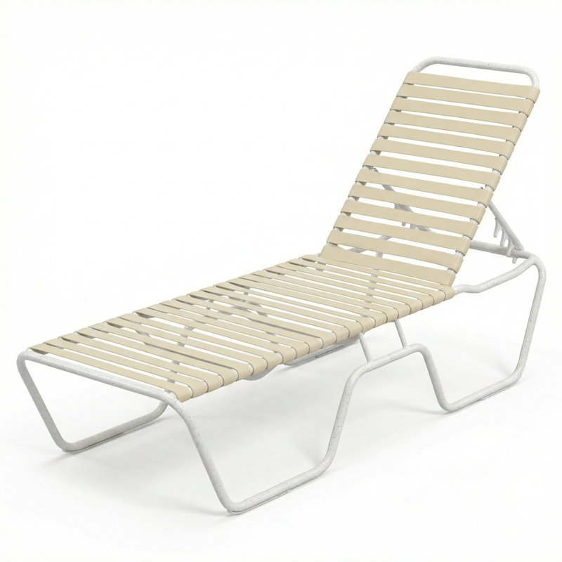 Armless Chaise, Driftwood Strap/River White