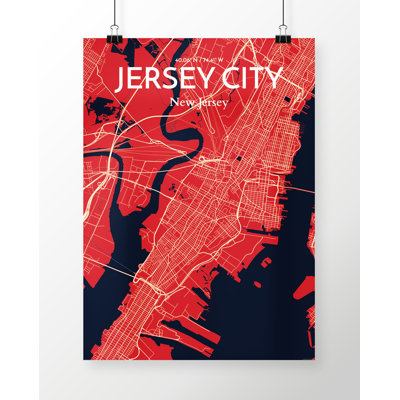 Jersey City Map - No Frame Print