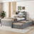 Wooden LED Platform Bed With Trundle, With Storage Headboard, With Drawers-1776438623-1776438622