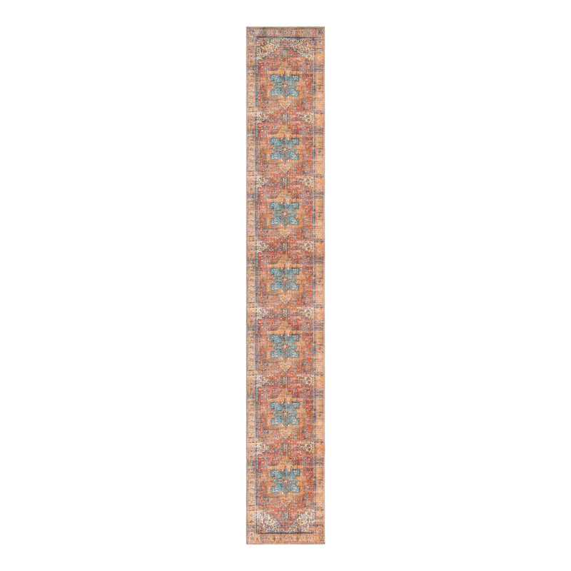 Tapis oriental rouge rouille, Tapis de couloir 2 pi 6 po x 16 pi 5 po