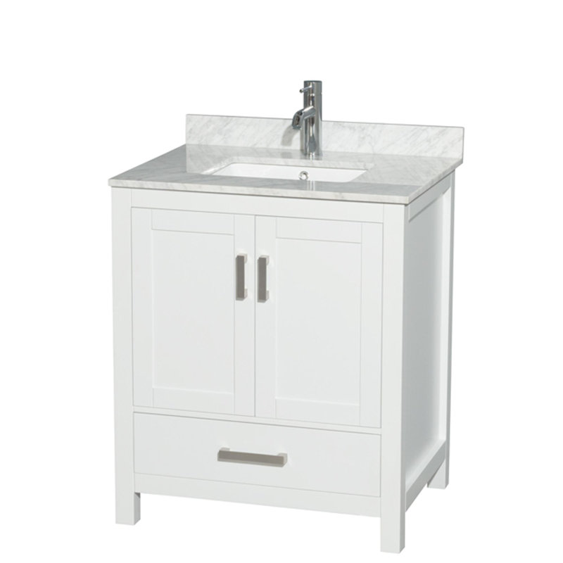 Sheffield 30" Freestanding Single Bathroom Vanity with Marble Top, White