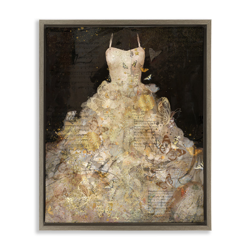 Collage détaillé de robes de soirée, Cadre flottant orme Montalcino, H 21 po x l 17 po