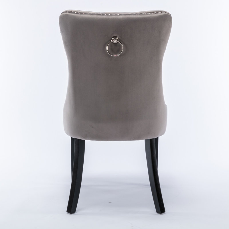 Atherton 52.5cm H Velvet Upholstered Parsons Chair, Dark Grey