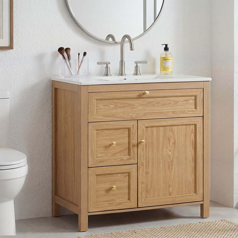 30 Inch Bathroom Vanity with Integrated Sink,Flip-Out Drawer
