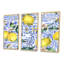 Ornement en forme de citron sur un motif géométrique bleu - impression sur toile flottante 3 pièces-1704874415-1704874386