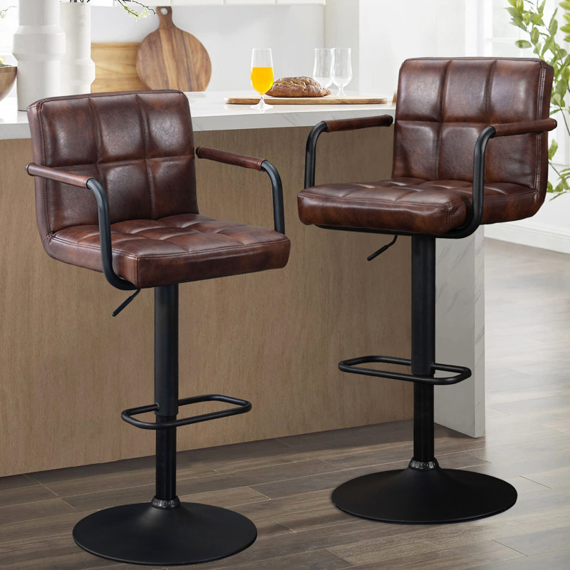 Tabouret de bar Penacook, Marron foncé, Noir