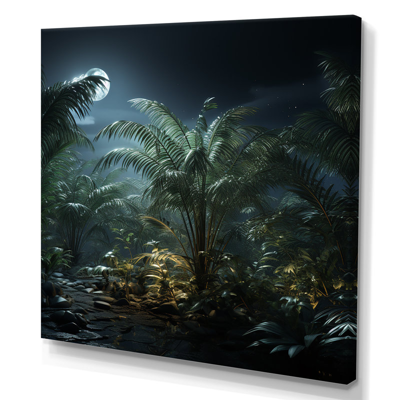 Clair de lune, palmiers, forêt II, Toile tendue, 30" H x 30" W