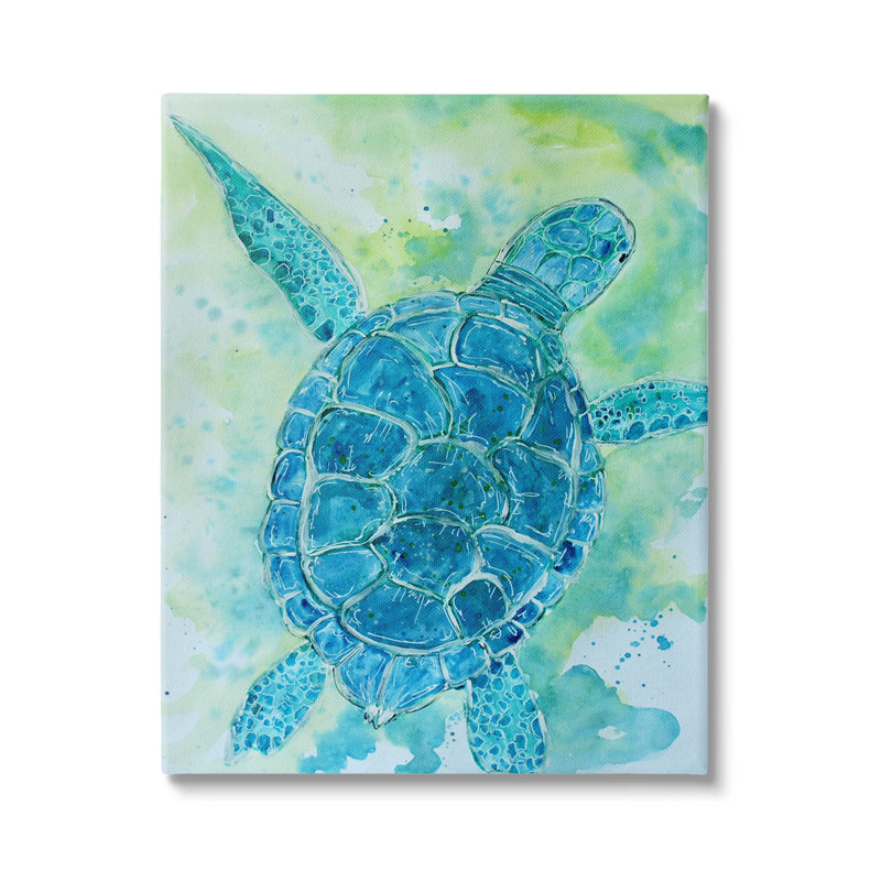 «Blue Sea Turtle», art mural par Sebastian Grafmann, H 48 po x l 36 po x P 1,5 po