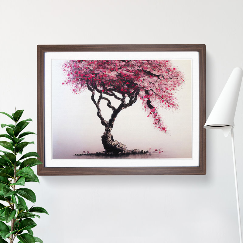 Dreamy Cherry Blossom Tree 1 Piece Single Picture Frame Wall Art, 46cm H x 64cm W, Walnut