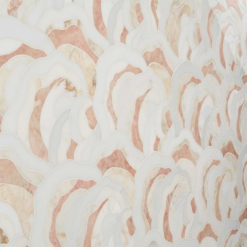 Iris Rosa Onyx Pink Polished Marble Waterjet Mosaic Tile