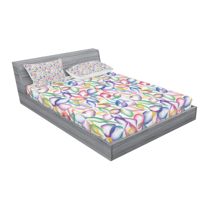 Microfiber Floral Sheet Set, Queen Sheet Set with Fitted Sheet