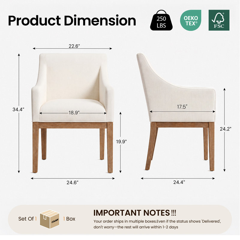 Chaise de salle à manger COLAMY ELVIA, 1, Beige