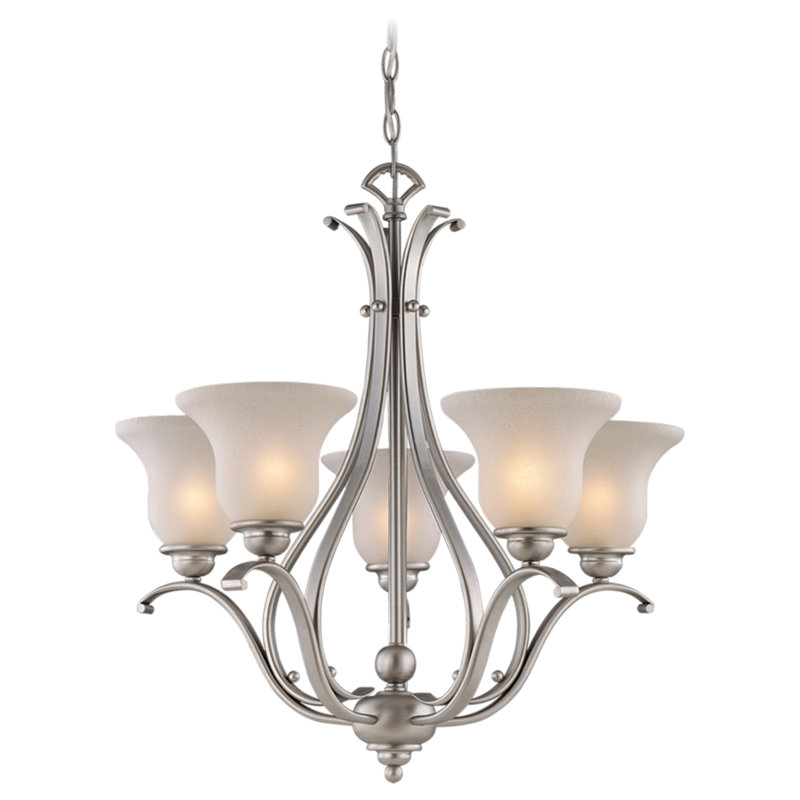 Macalla 5 - Light Steel Dimmable Chandelier, Brushed Nickel