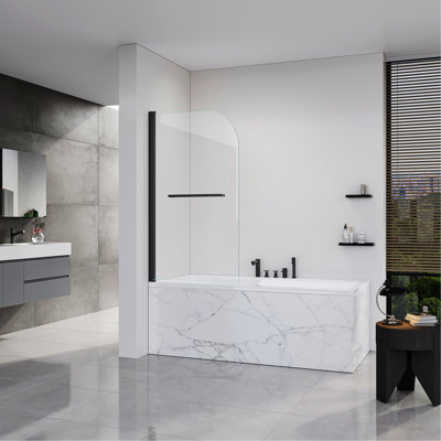 Frameless Folding Shower Doors, Tempered Glass Door, Bathroom Pivot Tub Glass Door For Bathtub