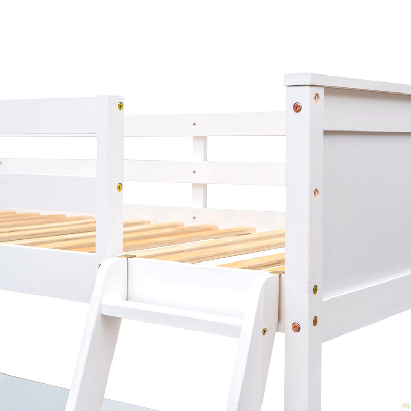 Lit mezzanine simple avec tablettes et bureau