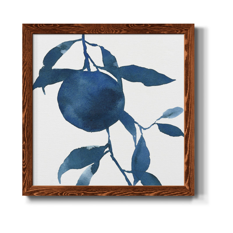 Indigo Oranges II - Toile encadrée de qualité supérieure - prête à être accrochée, H 35,5 po x l 35,5 po x P 1,5 po