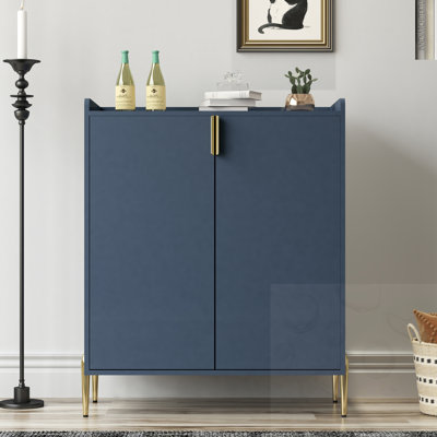 Modern 2-Door Home Wine Bar Cabinet With Adjustable Shelves, Soft-Closing Hinges, And Wine Rack For Dinning And Living Room Use