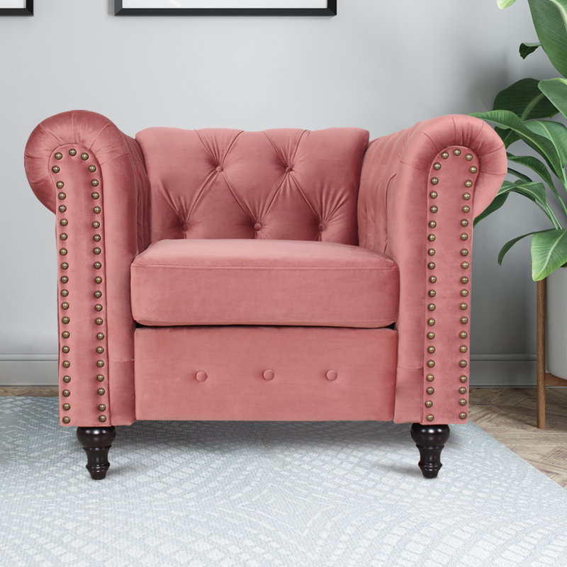 Cococon 40'' Velvet Sofa, Rose Velvet