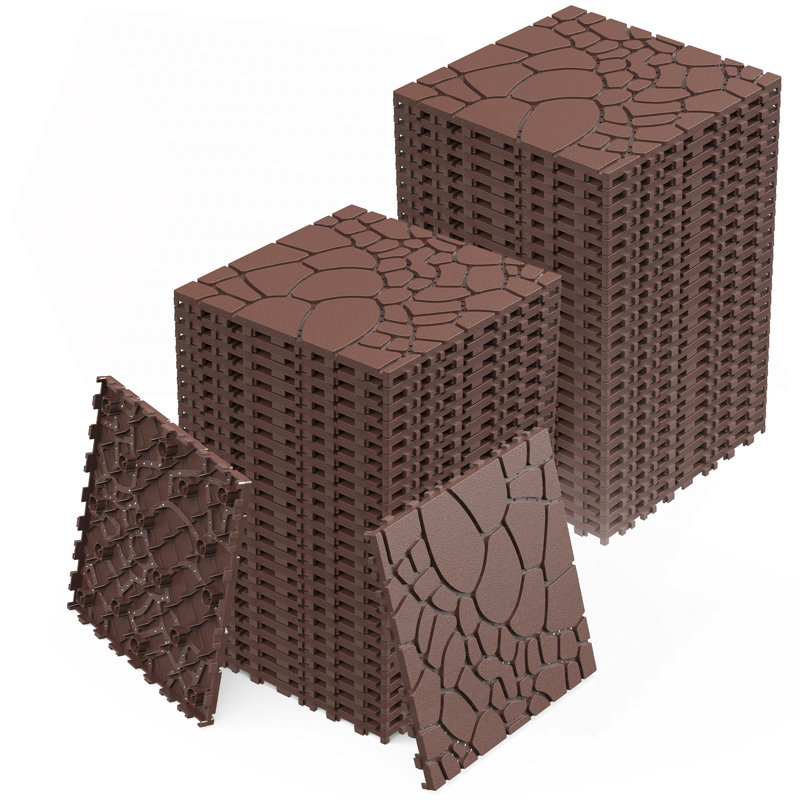 Carreaux de terrasse en pierre de 12 po, Rouge / Brun