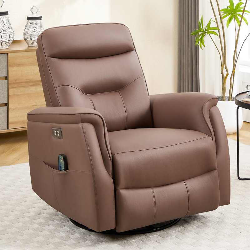 Fauteuil inclinable en similicuir Detine, Café