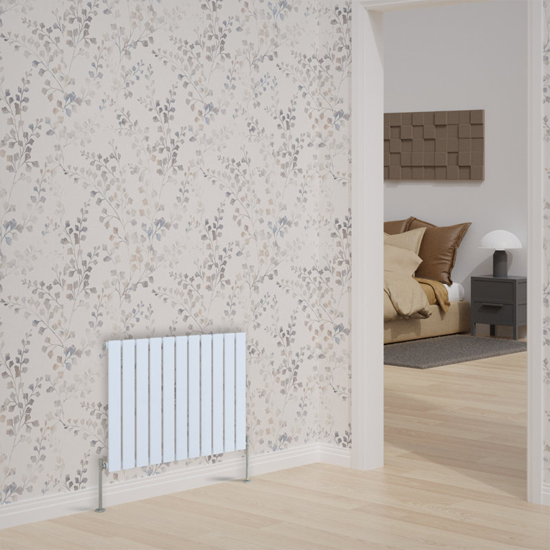 Adah Horizontal Single Flat Panel Radiator, White, 600mm H x 748mm W x 52mm D, 1